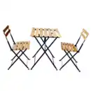 Bild 1 von 3tlg. Outdoor-Klappstuhl-Set., 2-Sitzer mit 2 Streben aus Akazienholz geölt