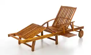 Verstellbare Sonnenliege mit Beistelltisch aus Akazienholz, ca. 195,5 x 69 x 30/85 cm