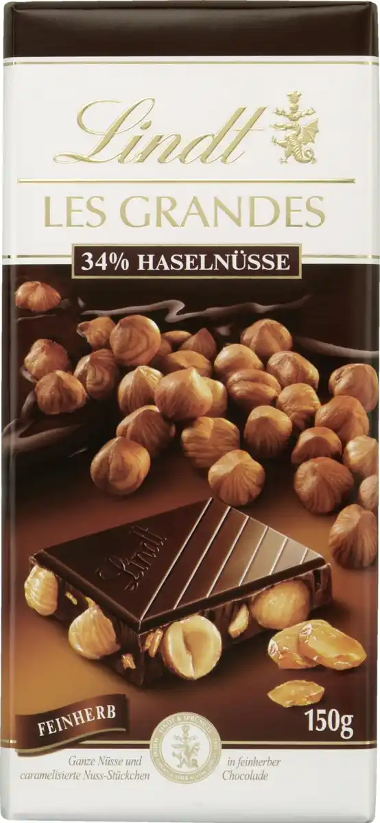 Bild 1 von Lindt Les Grandes Tafel Haselnuss Feinherb, 150 g