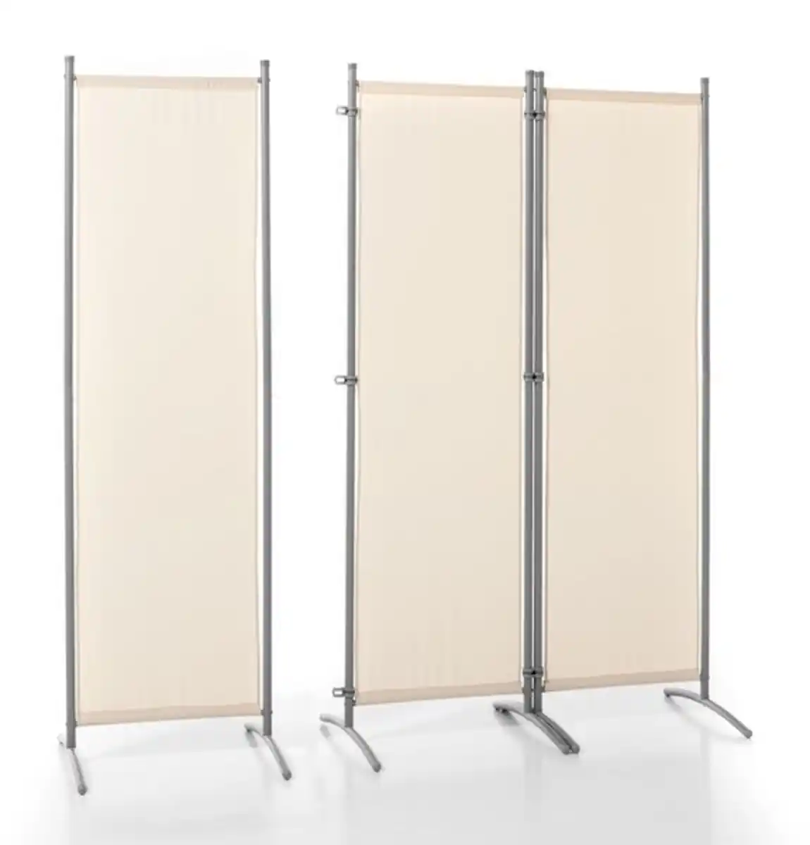 Bild 3 von 3tlg. Stellwand Paravent aus Polyester, ca. 260 x 170 cm - Beige