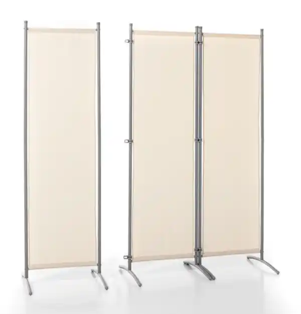Bild 3 von 3tlg. Stellwand Paravent aus Polyester, ca. 260 x 170 cm - Beige