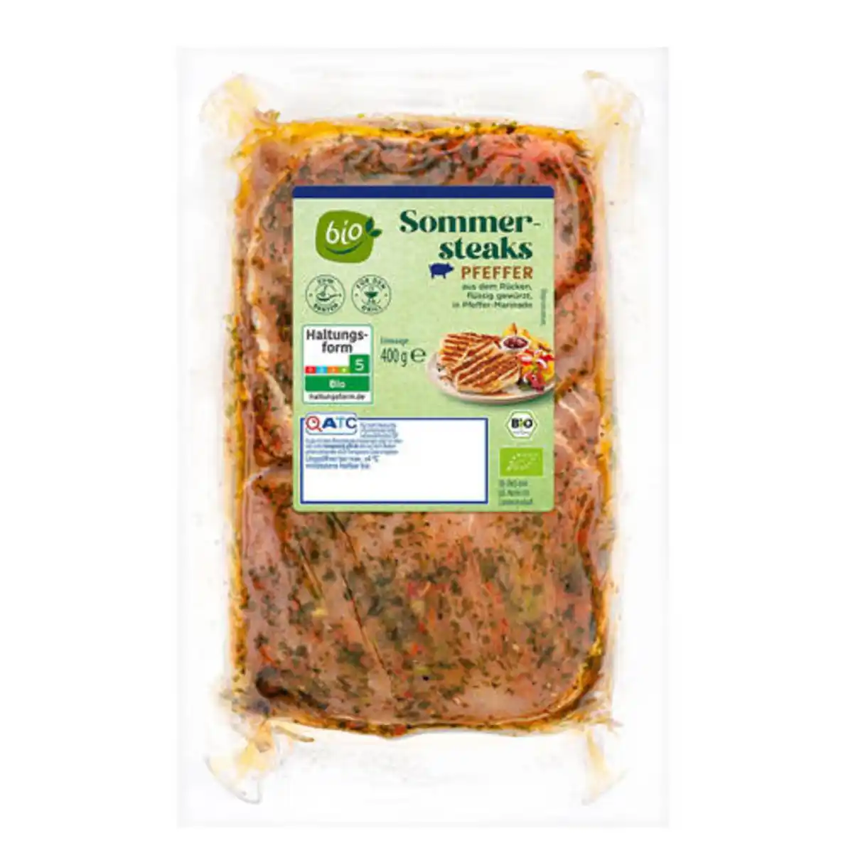Bild 1 von Bio-Schweine Sommersteak mariniert 400 g, Pfeffer