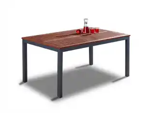 Gartentisch "Genua" mit Holzplatte aus Aluminium ca. 150 x 90 x 74 cm - Braun