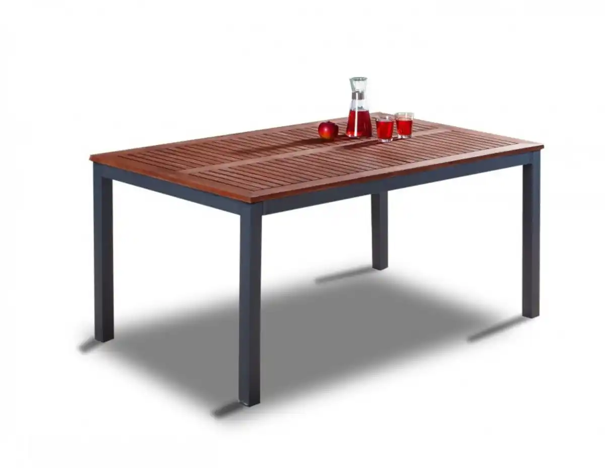 Bild 1 von Gartentisch "Genua" mit Holzplatte aus Aluminium ca. 150 x 90 x 74 cm - Braun