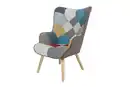 Bild 3 von Skandinavischer Relaxsessel mit Hocker Stoffbezug Patchwork - ca. 96 x 76 x 69 cm - Mehrfarbig