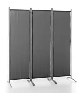 3tlg. Stellwand Paravent aus Polyester, ca. 260 x 170 cm - Anthrazit