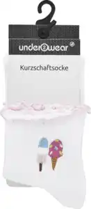 under2wear Kurzschaftsocke Stickerei Eis weiß/pink 39/42