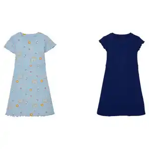 LILY & DAN Kinder-Jerseykleid gerippt, 2er-Pack, Blau/Marineblau, 86/92