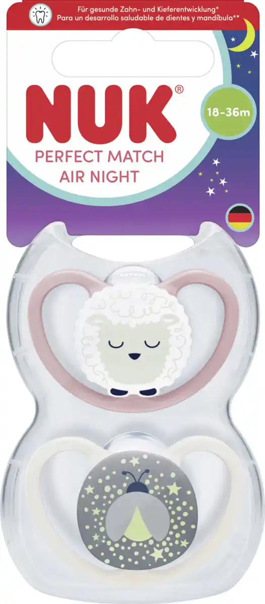 Bild 1 von NUK Perfect Match Air Night Silikon-Schnuller, 18-36 Monate