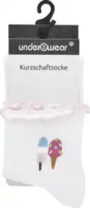 under2wear Kurzschaftsocke Stickerei Eis weiß/pink 35/38
