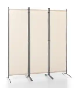 3tlg. Stellwand Paravent aus Polyester, ca. 260 x 170 cm - Beige