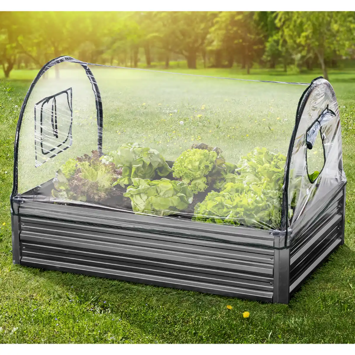Bild 1 von Gartenbeet mit Überdachung aus Stahl, ca. 200 x 80 x 80 cm - Anthrazit