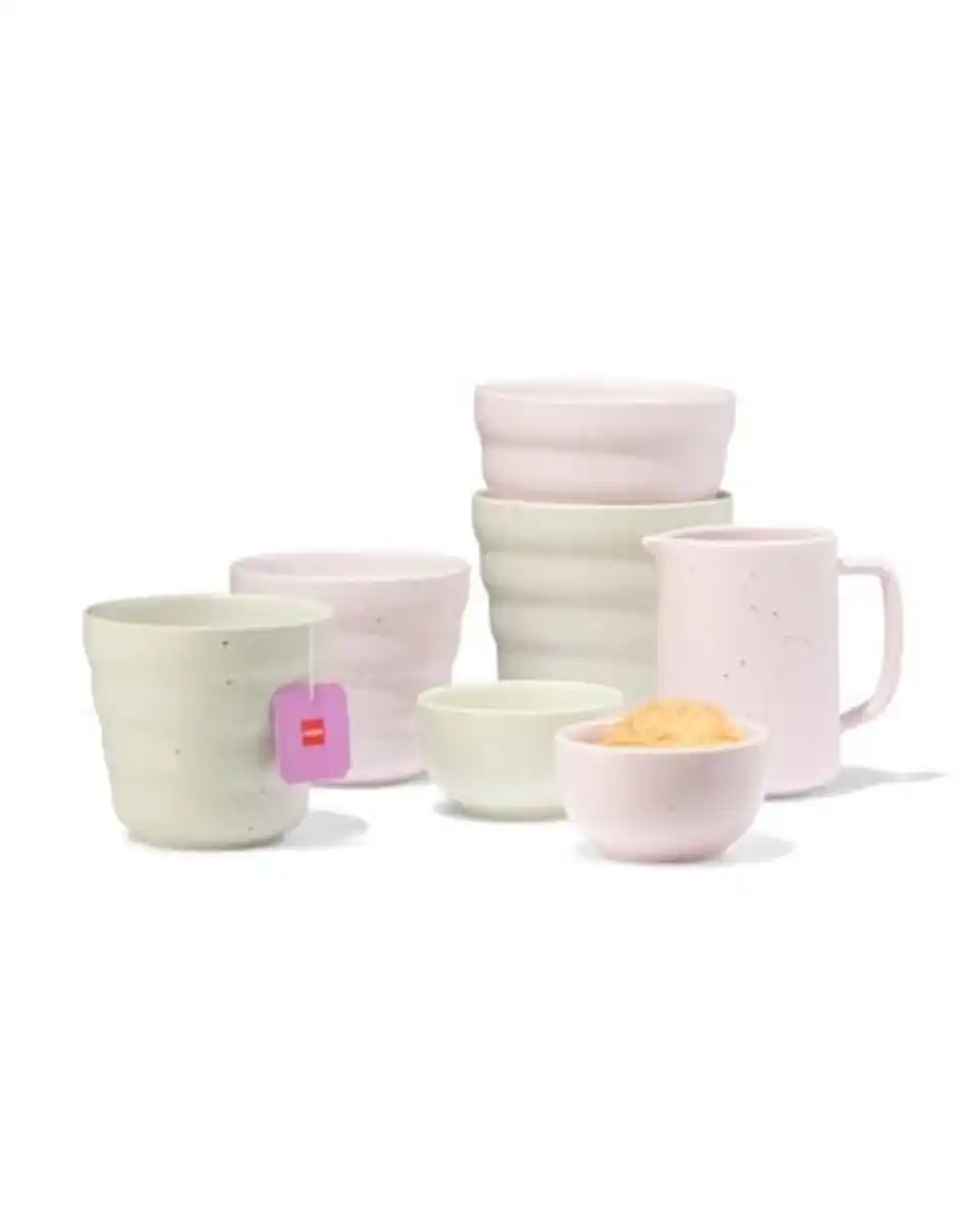 Bild 4 von Kaffeetasse 200 ml, Trend, Steingut, gesprenkelt, rosa