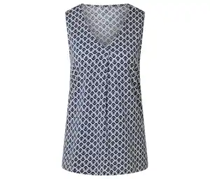 Top mit Falten-Detail, Minimal-Alloverprint