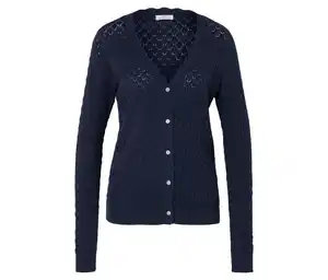 Strickjacke mit Ajour-Muster, dunkelblau