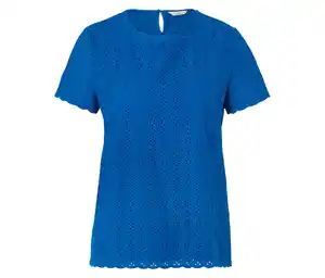 Blusenshirt mit Lochstickerei, blau