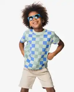 Kinder T-Shirt mit Karomuster grün