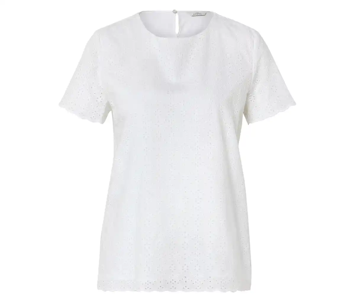 Bild 1 von Blusenshirt mit Lochstickerei, weiß