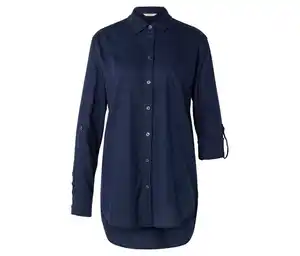 Lange Leinenbluse, dunkelblau