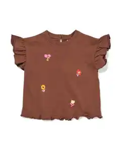 Baby-T-Shirt Jersey Blumen braun