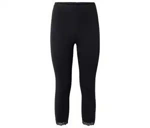 3/4-Leggings mit Spitzenborte, schwarz