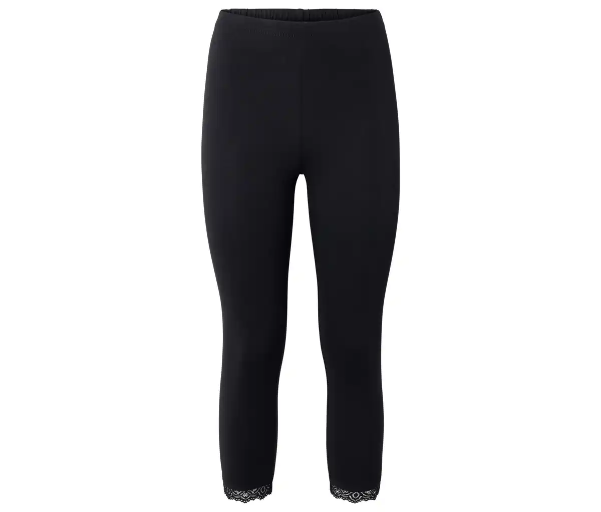 Bild 1 von 3/4-Leggings mit Spitzenborte, schwarz