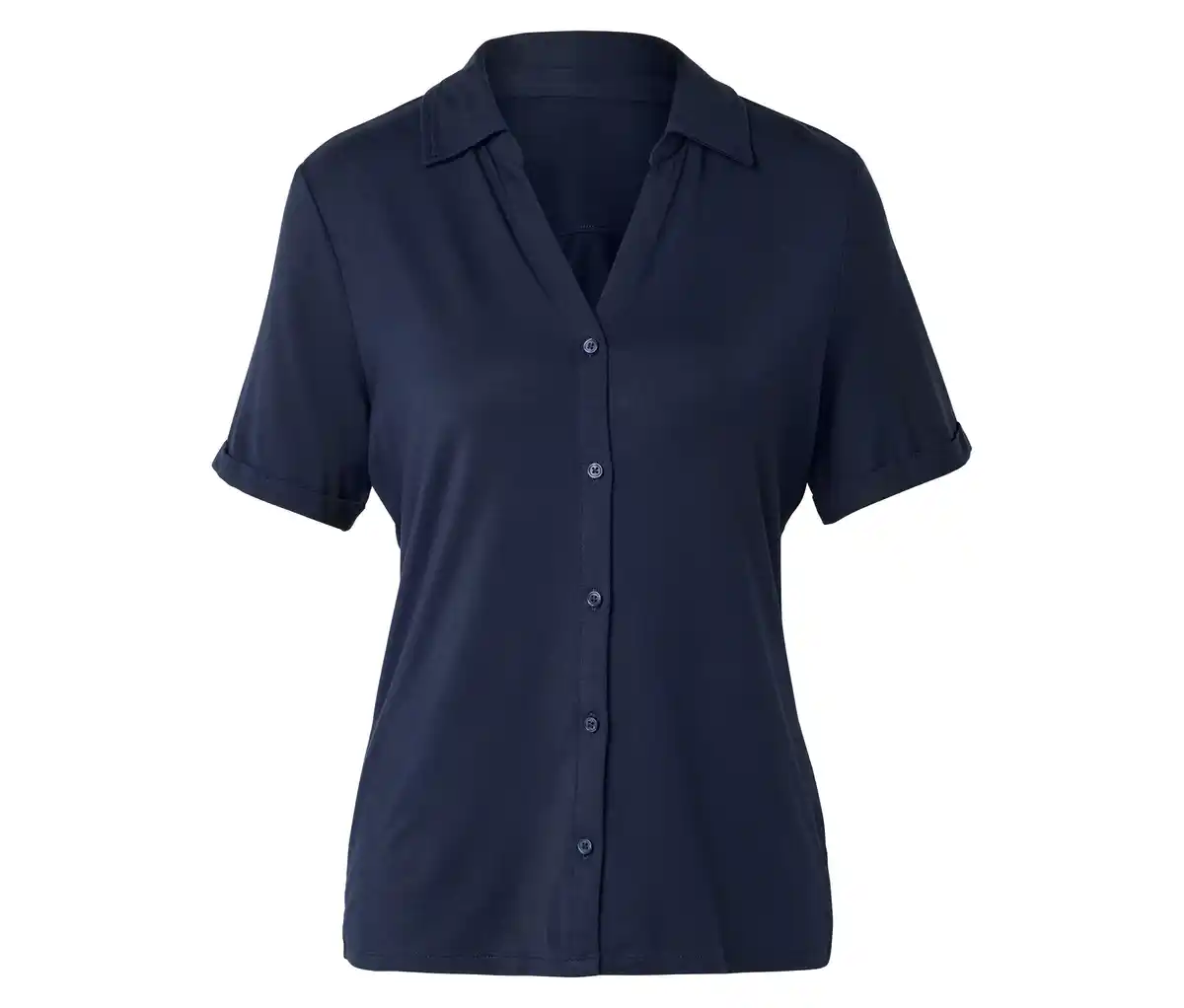 Bild 1 von Blusenshirt mit Knopfleiste, dunkelblau
