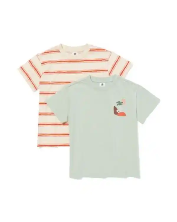 Bild 2 von Kinder-T-Shirt, gestreift, Baummuster – 2 Stück grün
