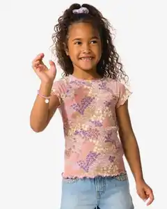 Kinder-T-Shirt, Jersey, geblümt altrosa