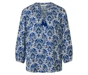 Tunika-Bluse, blauer Alloverprint