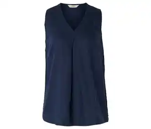Ärmellose Leinenbluse, navy
