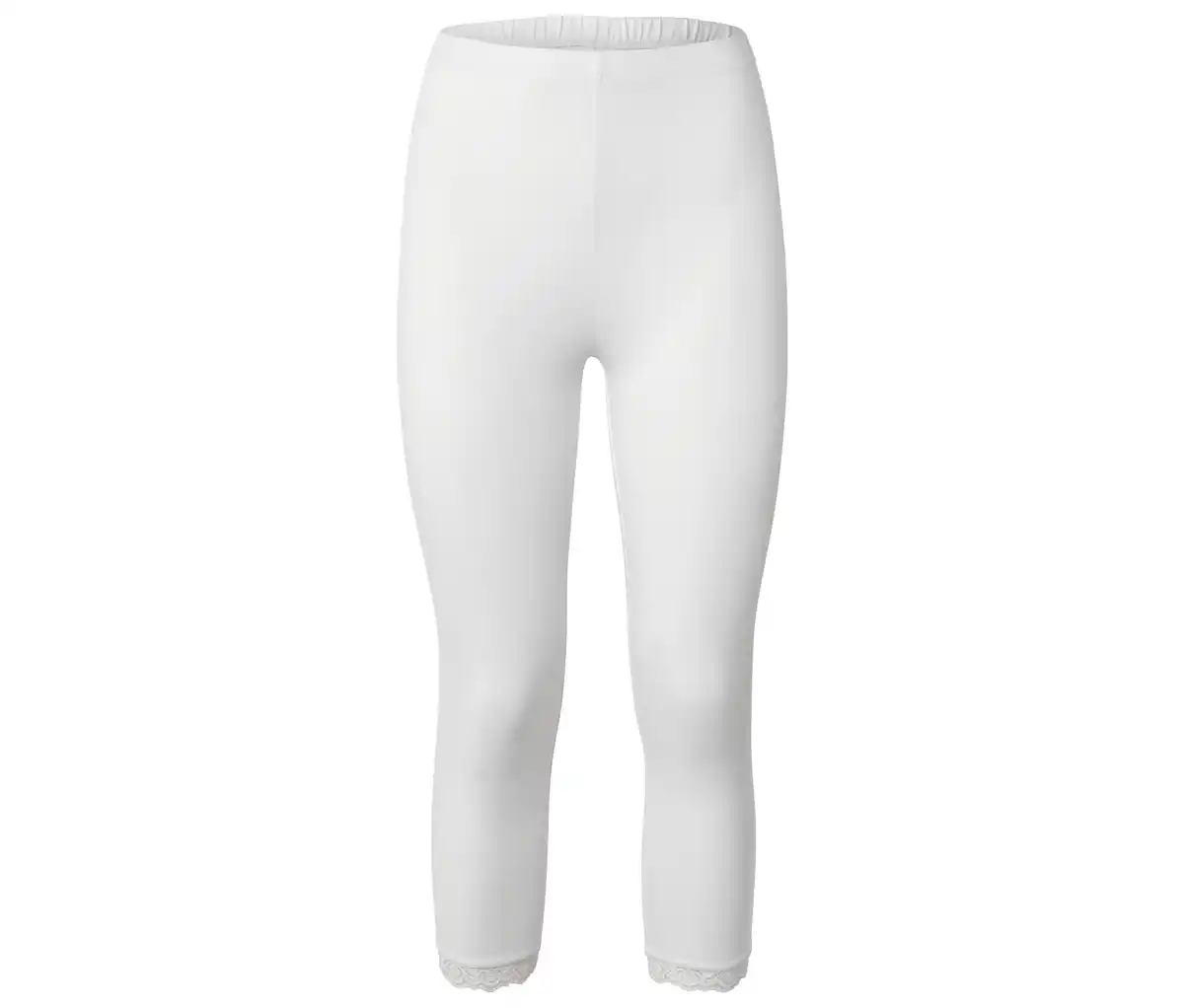 Bild 1 von 3/4-Leggings mit Spitzenborte, weiß