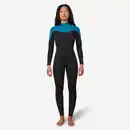 Bild 1 von DECATHLON Neoprenanzug Surfen Damen Rückenreißverschluss 500 4/3 mm schwarz/grün