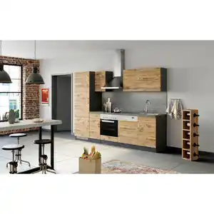 Held Küchenblock Sorrento, Graphit, Eiche Wotan, Metall, 1 Schublade(n),1 Schublade(n) Schubladen, einmalig seitenverkehrt montierbar, nur wie online abgebildet bestellbar, 270 cm, Made in Germany,