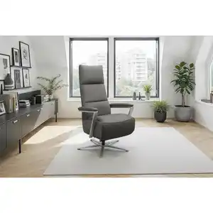 Sit & More Relaxsessel TV Vario Comfort E M2, Mokka, Leder, Echtleder, Nappaleder, 70x126x85 cm, Goldenes M, Made in Europe, DGM-Klimapakt, Liegefunktion, Sitzfläche 360° drehbar, gepolsterte Armle
