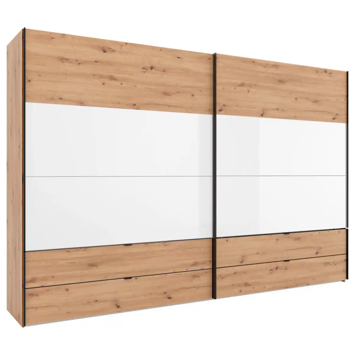 Bild 1 von Dieter Knoll Schwebetürenschrank Omega, Weiß, Eiche Artisan, Holzwerkstoff, 8 Fächer, 4 Schublade(n) Schubladen, 306x222x68 cm, Blauer Engel, BQ - Bündnis für Qualität, Made in Germany, Typenau