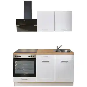 Pino Küchenblock PN 435, Weiß, Eiche, Metall, 1 Schublade(n) Schubladen, nur wie online abgebildet bestellbar, 160 cm, vormontierter Korpus, Küchen, Küchenzeilen & Küchenblöcke, Küchenzeilen m