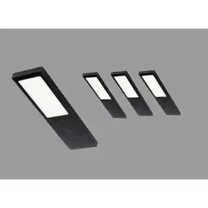 Unterbauleuchten-Set, Schwarz, Metall, 4-teilig, G, 5x0.7x17 cm, Farbwechsler, Touch-Schalter (on/off), Lampen & Leuchten, Innenbeleuchtung, Unterbauleuchten, G