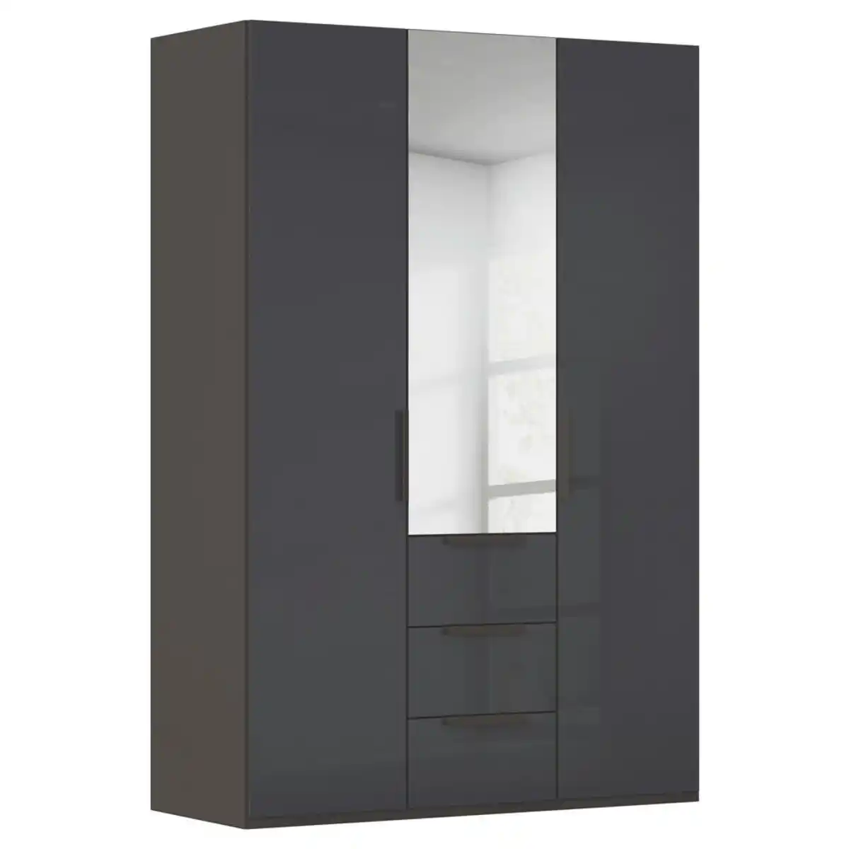 Bild 1 von Novel Drehtürenschrank, Graphit, Metall, 3 Fächer, 3 Schublade(n) Schubladen, 151x235x61 cm, Blauer Engel, BQ - Bündnis für Qualität, Made in Germany, DIN EN ISO 50001, Typenauswahl, Beimöbel e