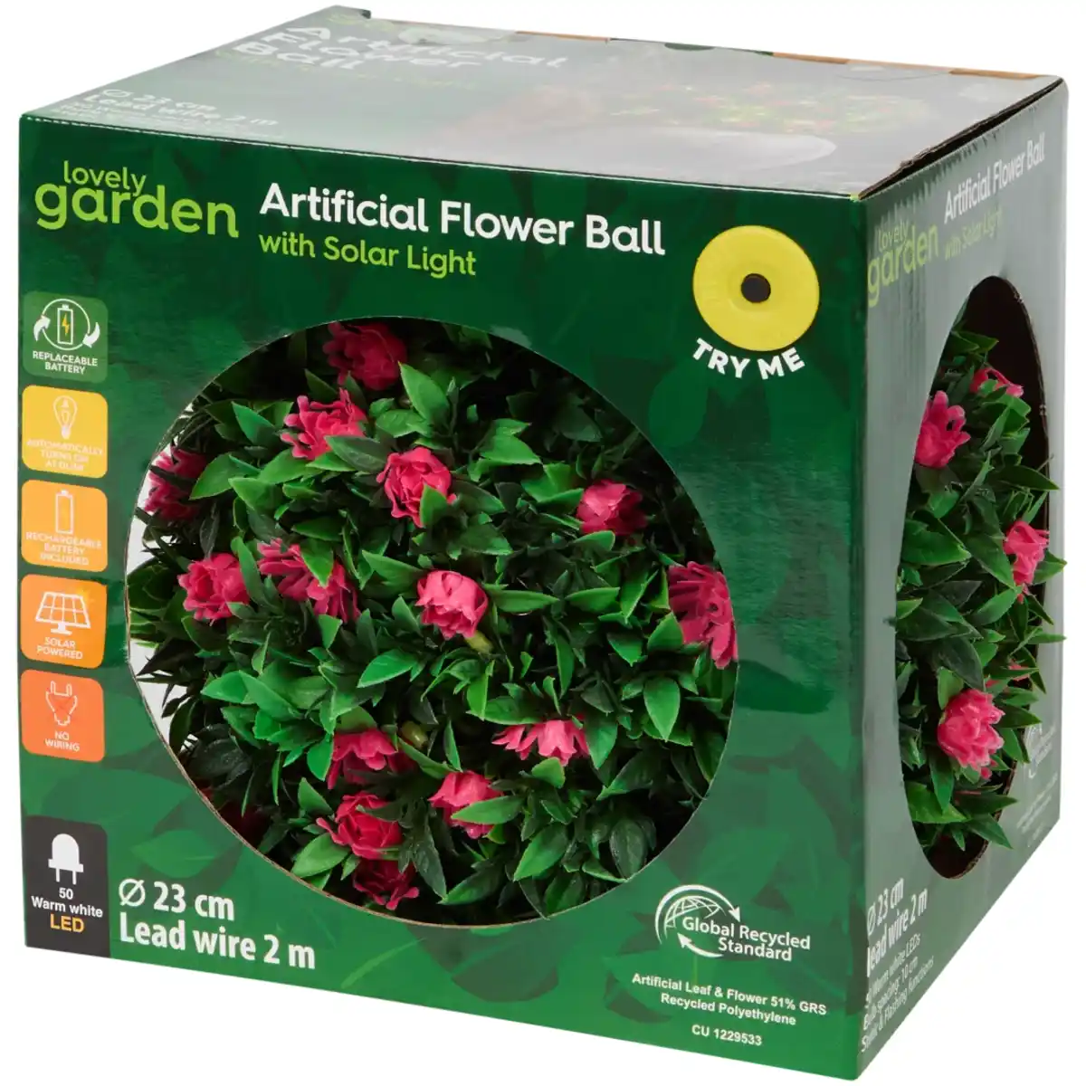 Bild 3 von Kunstblumenkugel mit Solarbeleuchtung