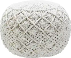 Pouf Julie in Natur ca. 50x35x50cm, Weiß