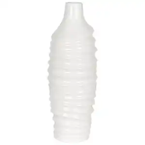 Ambia Home Vase, Weiß, Keramik, spiralförmig, 12.5x36.6x13.5 cm, handgemacht, zum Stellen, auch für frische Blumen geeignet, Dekoration, Vasen, Keramikvasen
