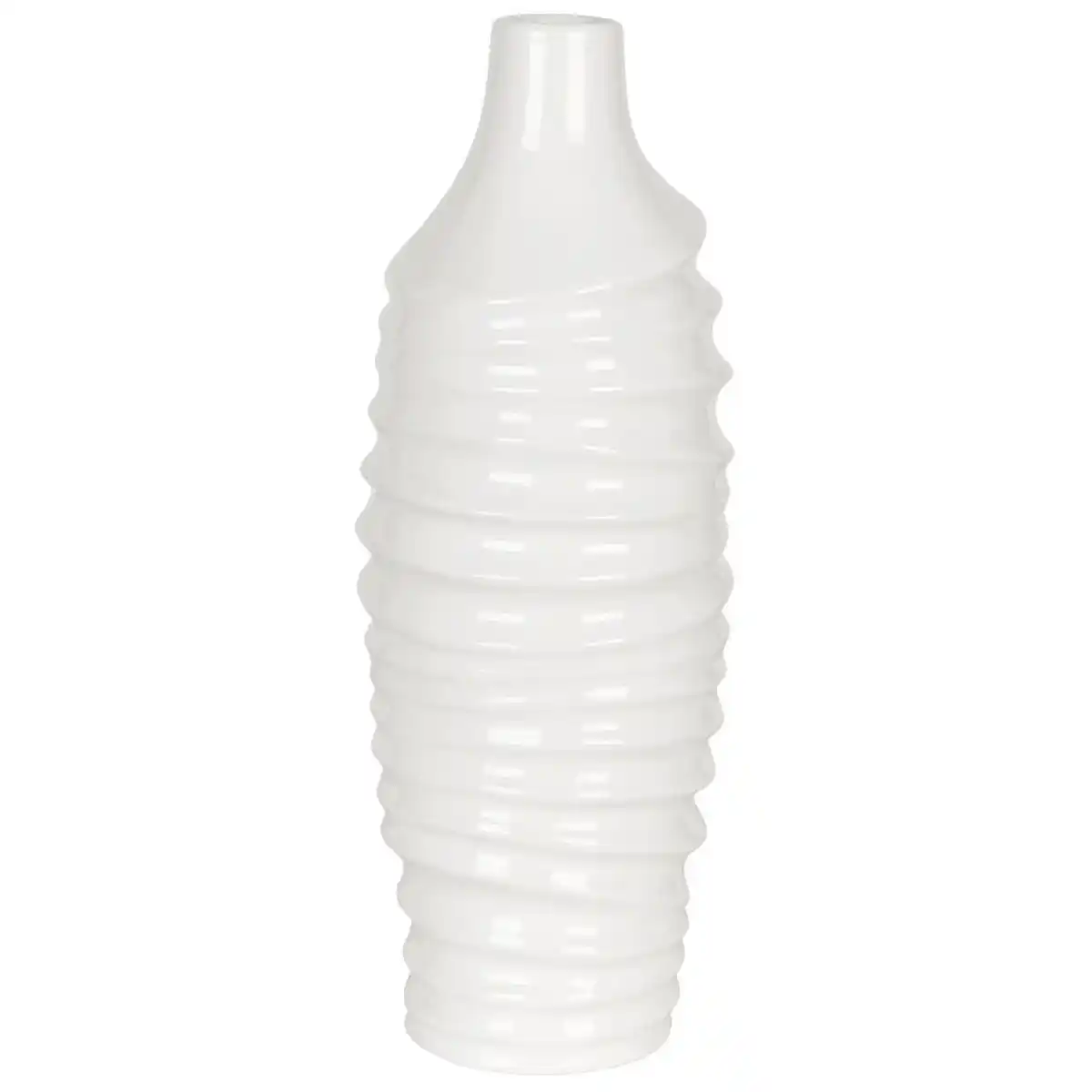 Bild 1 von Ambia Home Vase, Weiß, Keramik, spiralförmig, 12.5x36.6x13.5 cm, handgemacht, zum Stellen, auch für frische Blumen geeignet, Dekoration, Vasen, Keramikvasen
