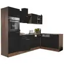 Bild 1 von Respekta Eckküche Oliver, Schwarz, Metall, 1 Schublade(n),2 Schublade(n) Schubladen, seitenverkehrt montierbar, nur wie online abgebildet bestellbar, 280x172 cm, links aufbaubar, rechts aufbaubar, K