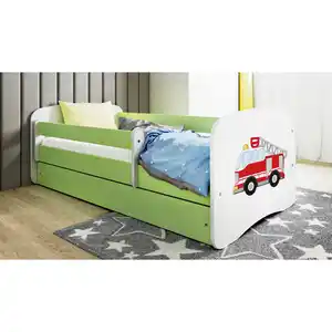 Mid.you Kinder-/Juniorbett Babydreams, Grün, Textil, Birke, Sperrholz,Schichtholz, H2, 1-Zonen, Höhe ca. 15 cm, links montierbar, rechts montierbar, 80x160 cm, nicht verstellbar, Kinder- & Jugendzi