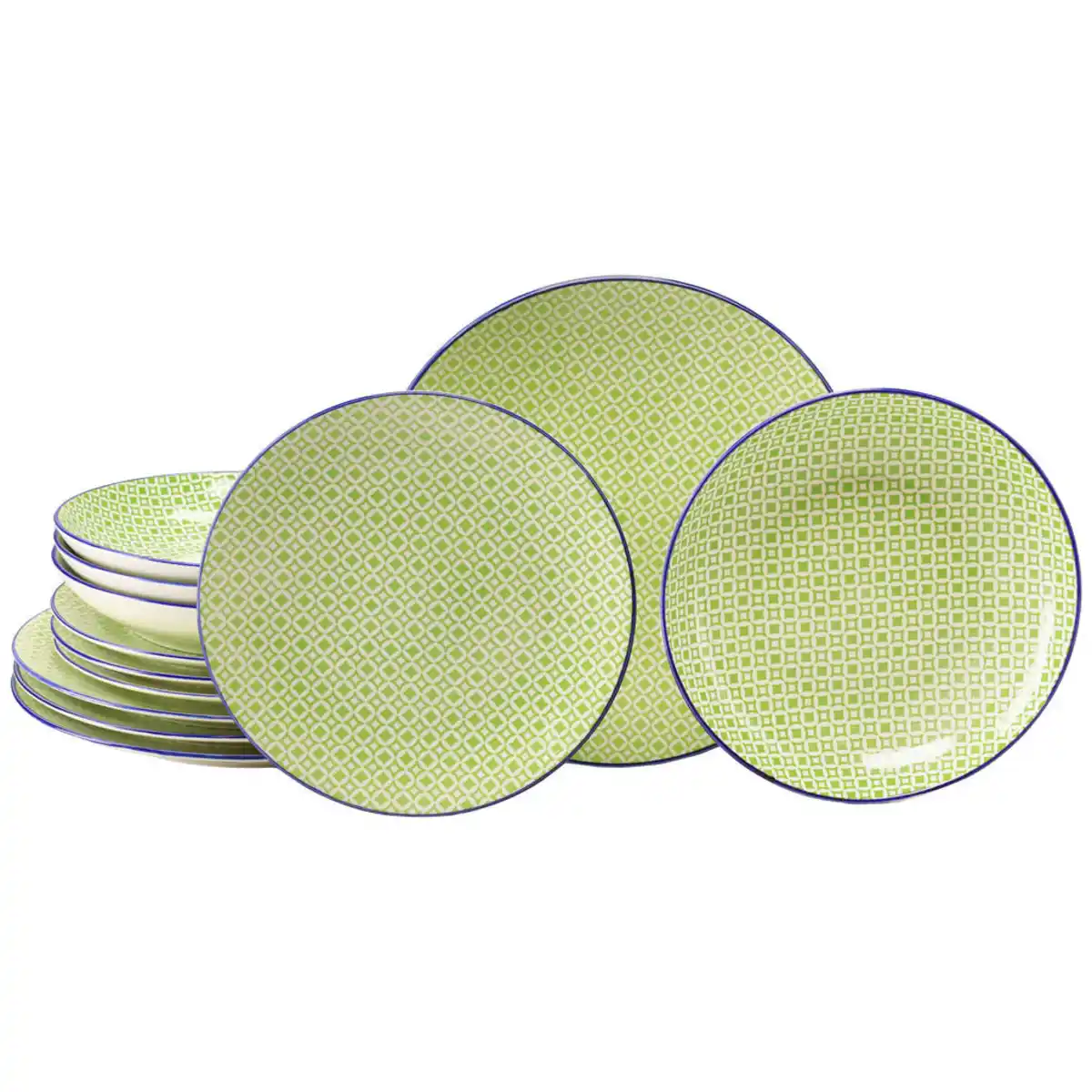 Bild 1 von Creatable Tafelservice Mediterran Grün, Weiß, Hellgrün, Keramik, 12-teilig, Mosaik, stapelbar, Essen & Trinken, Geschirr, Geschirr-Sets, Tafelservice