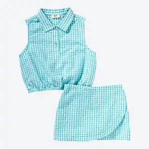 Kinder-Mädchen-Set in Seersucker-Optik, 2-teilig