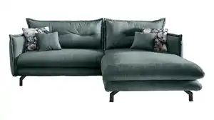 Ecksofa blau 255 x 180 cm - verstellbare Armlehnen - LAVA