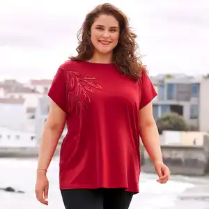 Damen-T-Shirt mit U-Bootausschnitt, große Größen