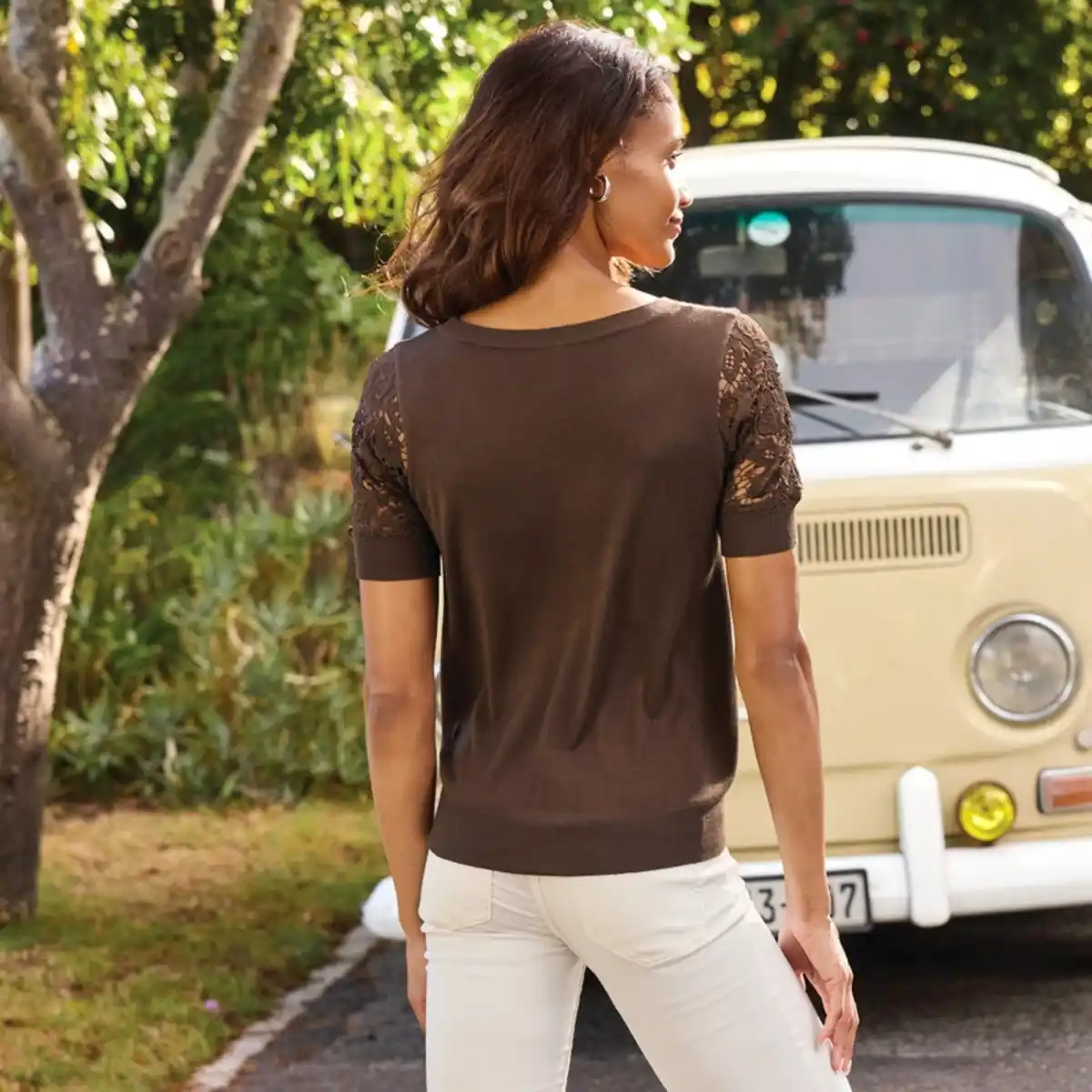 Bild 4 von Damen-Pullover mit Spitzenärmeln
